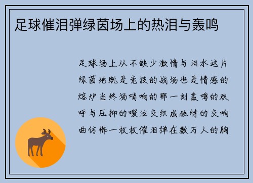 足球催泪弹绿茵场上的热泪与轰鸣