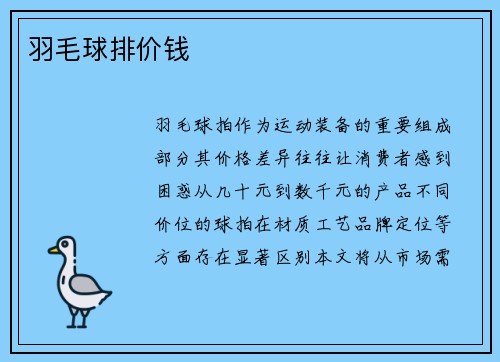 羽毛球排价钱